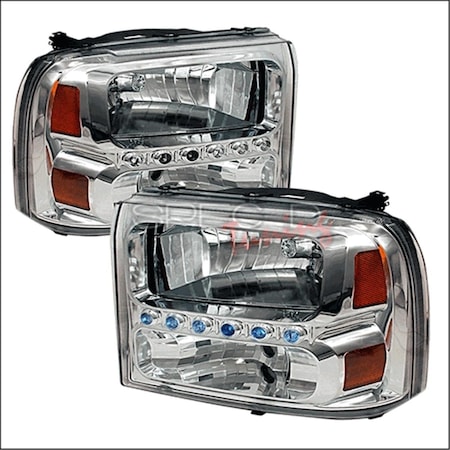 Spec-D Tuning Spec-D Tuning 2LH-F25099-KS Crystal Housing Headlights for 99 to 04 Ford F250; Chrome - 23 x 20 x 16 in. 2LH-F25099-KS